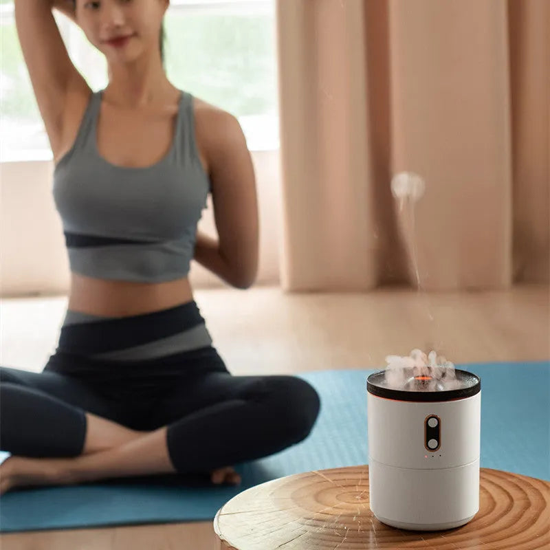 Volcanic Flame USB portable aroma diffuser in Volcano White with two fog outlets and night light