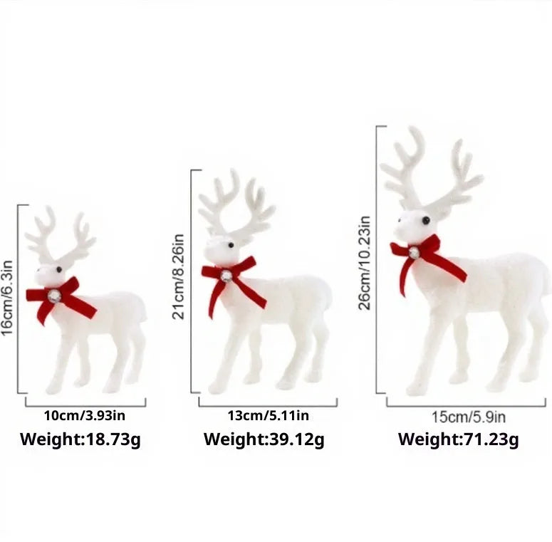 Plush white moose toy Christmas deer decoration with soft fabric, displayed in festive setting