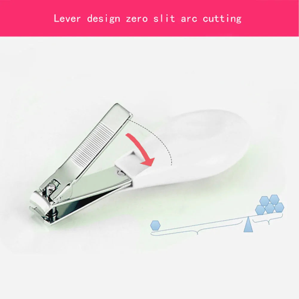 Crimson Cherry Pink case open to reveal a 6-piece baby nail comb and grooming care set.