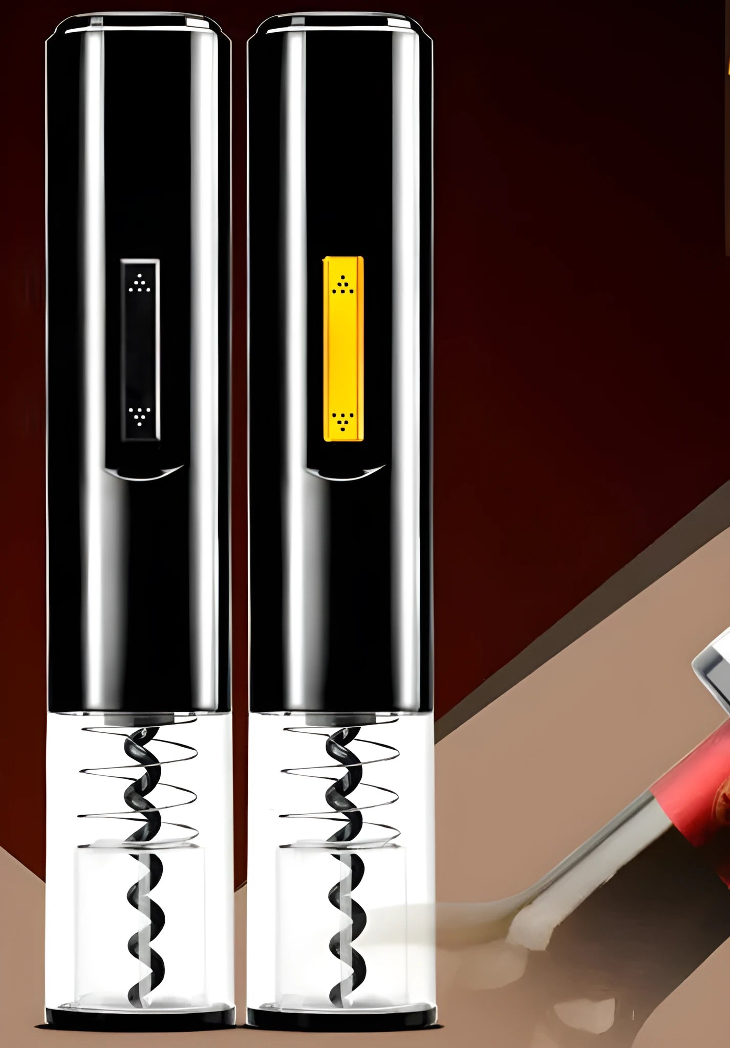 JW electric wine bottle opener JW-05-01 black cordless rechargeable corkscrew on countertop