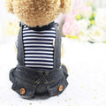 Green denim four-legged dog outfit for small breeds, casual style, size M