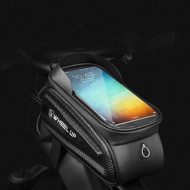 Black grey EVA bicycle bag with reflective strips for mountain bike mobile phone storage