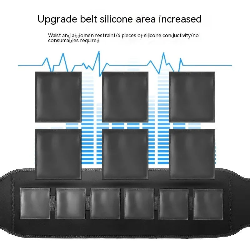 EMS fitness belt waist massager with silicone waistband, arm patch, abdominal patch, USB cable