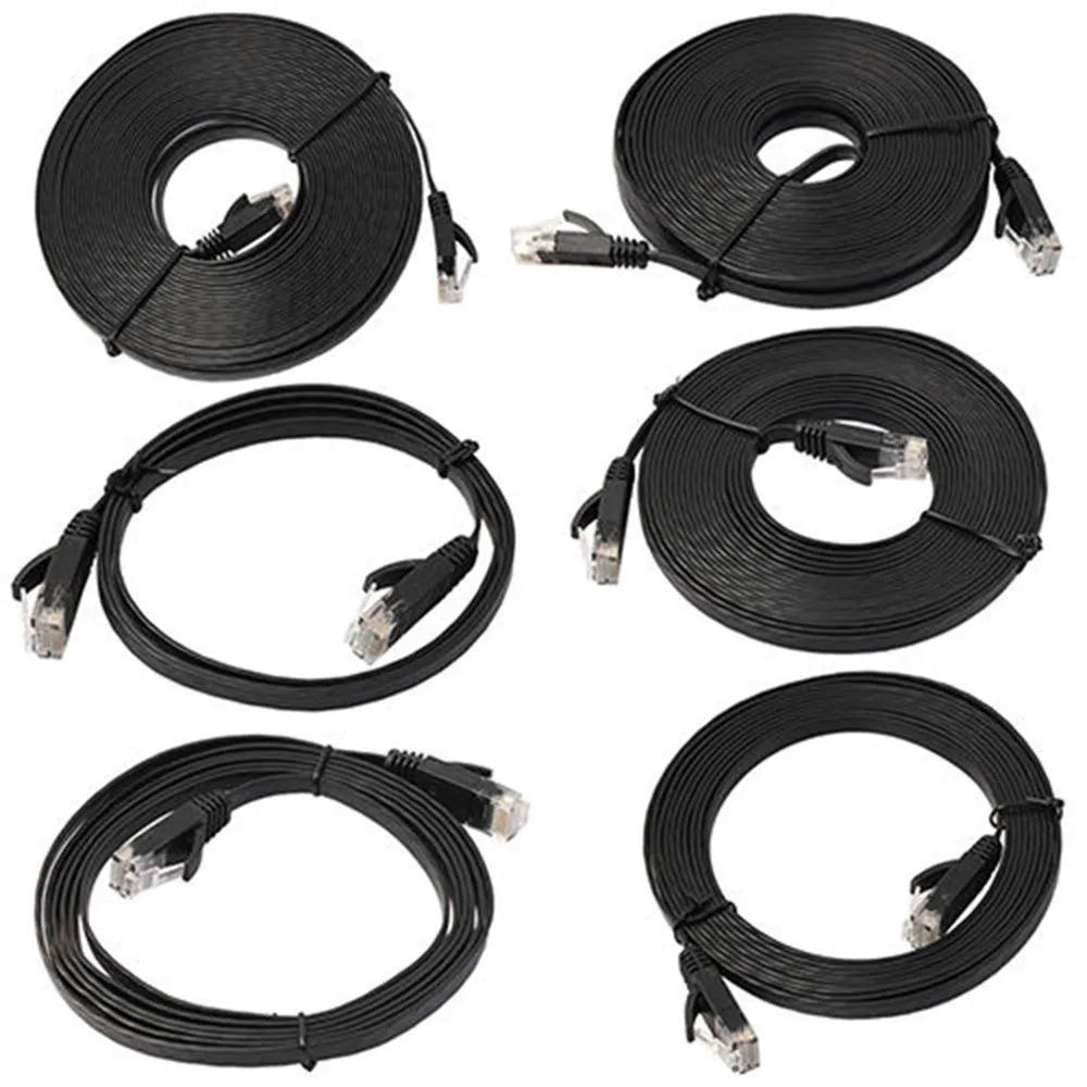 CAT6 unshielded flat network cable 0.5m in white with RJ45 connectors for router broadband