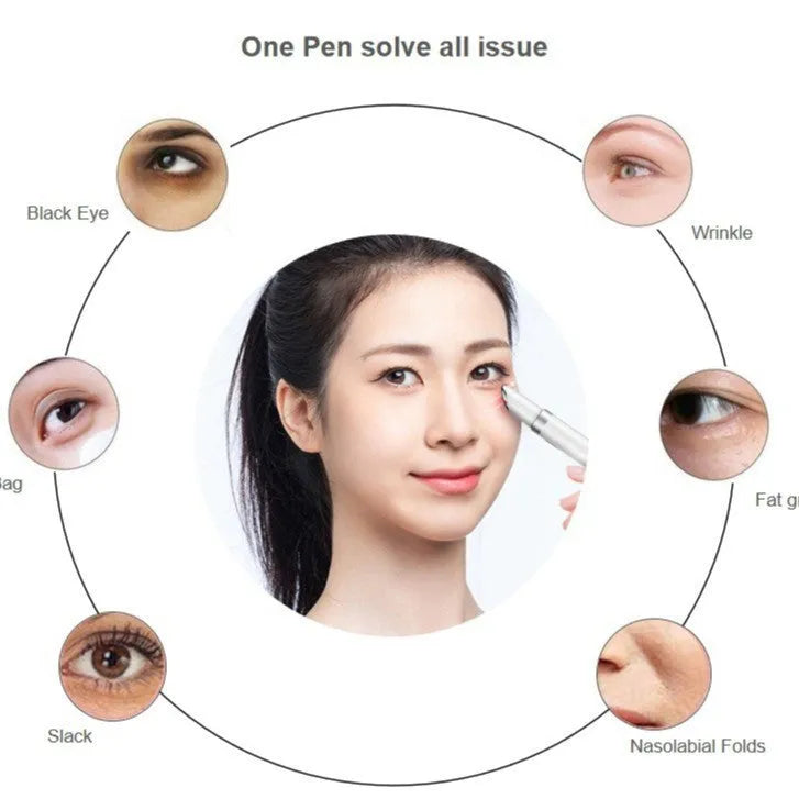 White eye bag removing massage instrument with colour light therapy and 3 gear settings