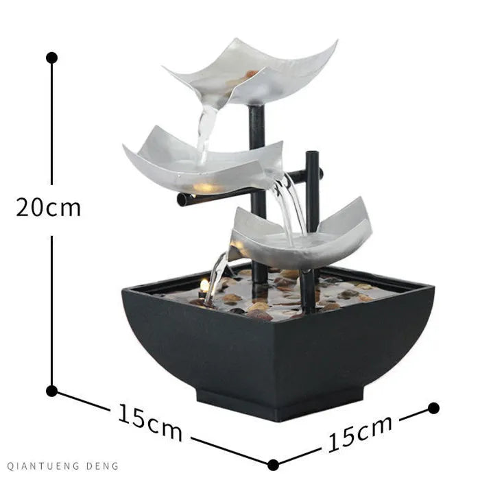 Modern minimalist desktop water fountain ornament in JR001 colour with alloy and plastic construction