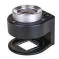 30x full metal magnifier with 6LED money detector light and scale lens, front view, in black finish