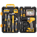 Grey yellow coloured hardware tool kit with 82 chrome vanadium steel pieces for furniture installation