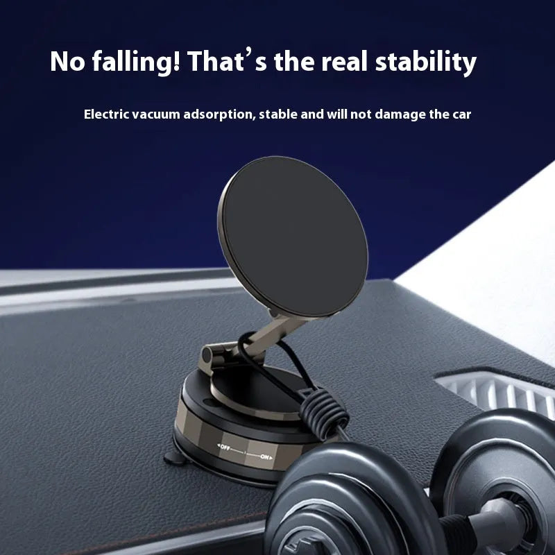 Folding vacuum suction cup car phone holder in T30 Black with zinc alloy mount