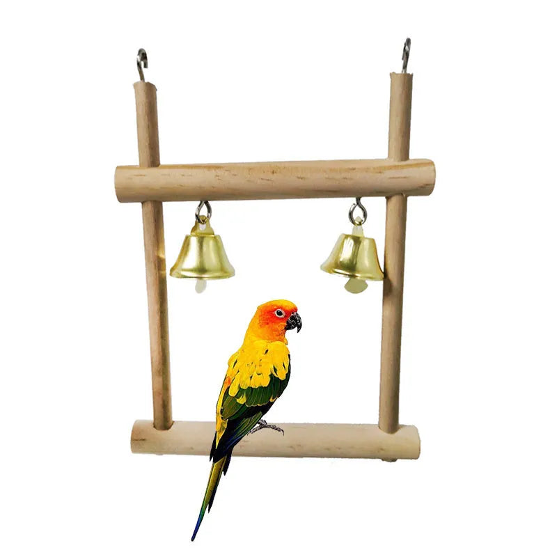 Natural solid wood bird stand 12x15cm for small birds photo colour