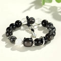 Women's silver stone crystal bracelet with fox charm and electroplated finish
