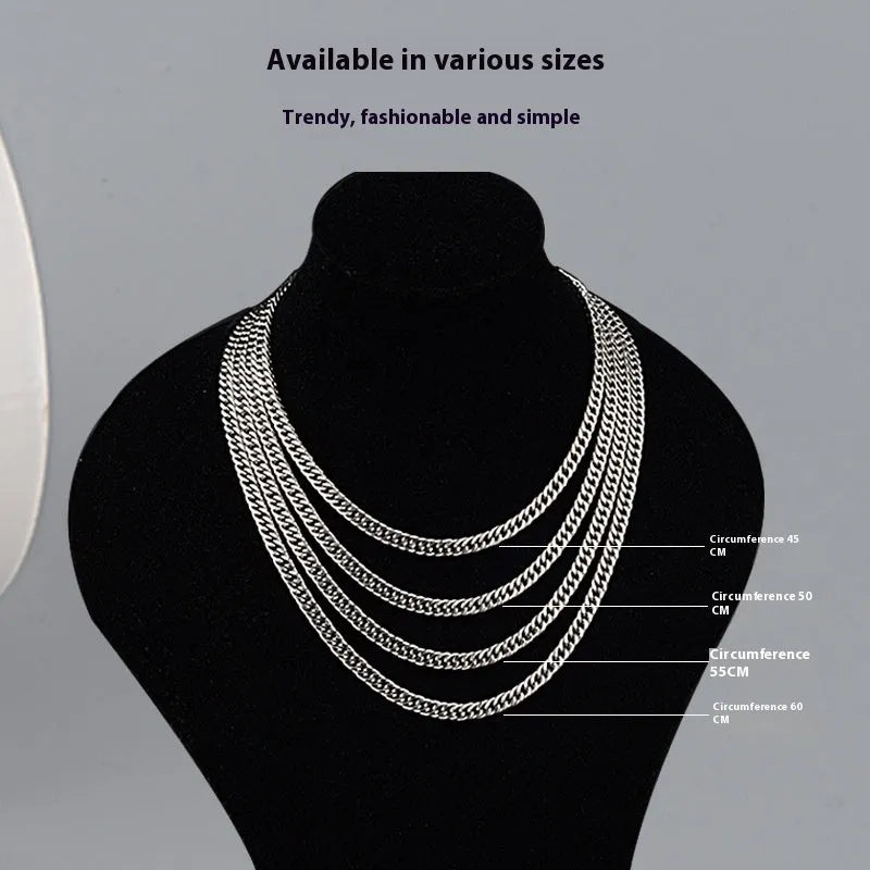 Titanium steel double-woven necklace with four-sided grinding, geometric pendant, OT buckle, unisex, 45-60cm