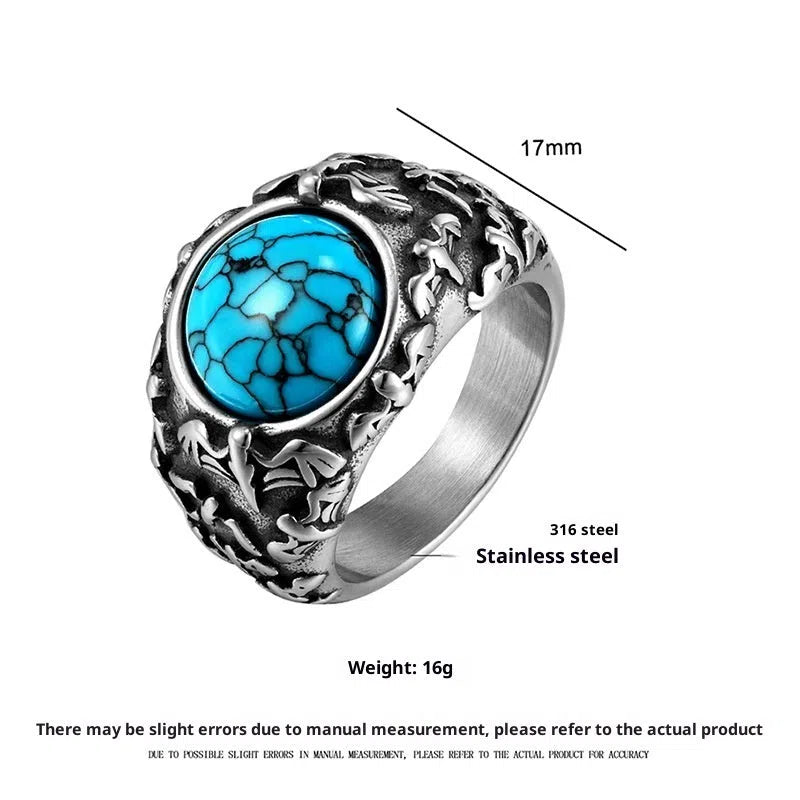 Retro titanium steel unisex ring in steel colour, available in sizes 8 to 12