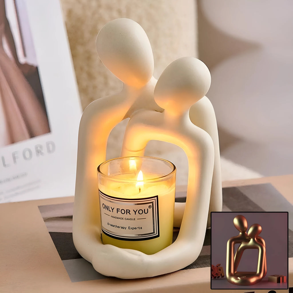Modern simplicity loving couple resin statue in milky white or gold colour for home decor