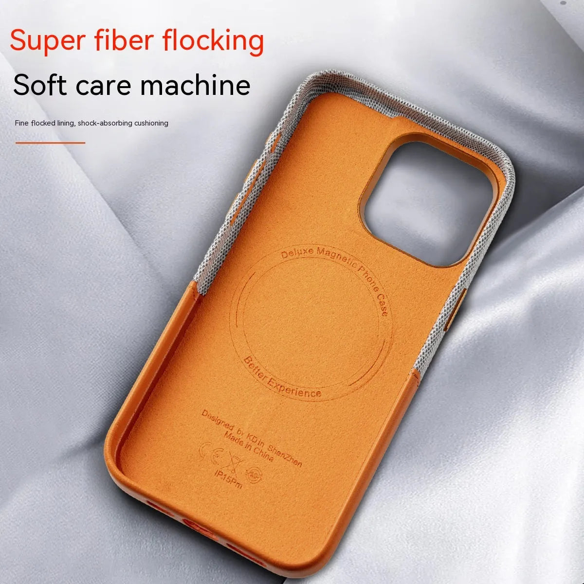 Black imitation leather magnetic card phone case with fabric finish for iPhone 12-15 Pro Max
