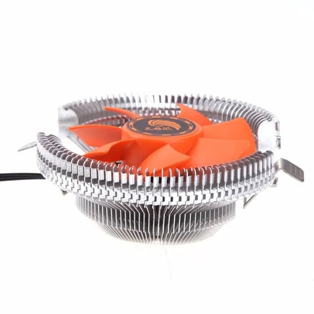 Orange PC CPU cooler fan with black chassis, 12V DC 2600RPM for Intel and AMD sockets