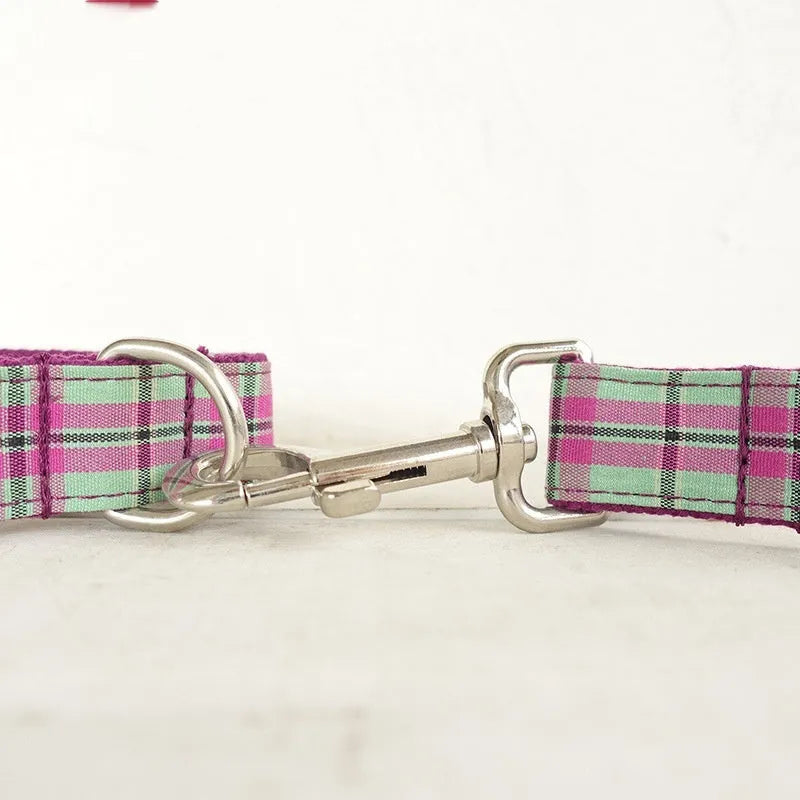 Mint green dog collar and matching leash set made from tear-resistant polyester fabric