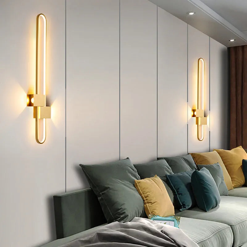 Round modern minimalist iron wall lamp with LED lighting in 60cm diameter
