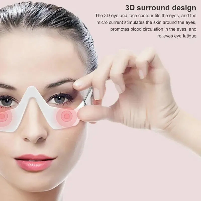 3D eye beauty instrument micro-current pulse massager in pink or white with glasses-like design
