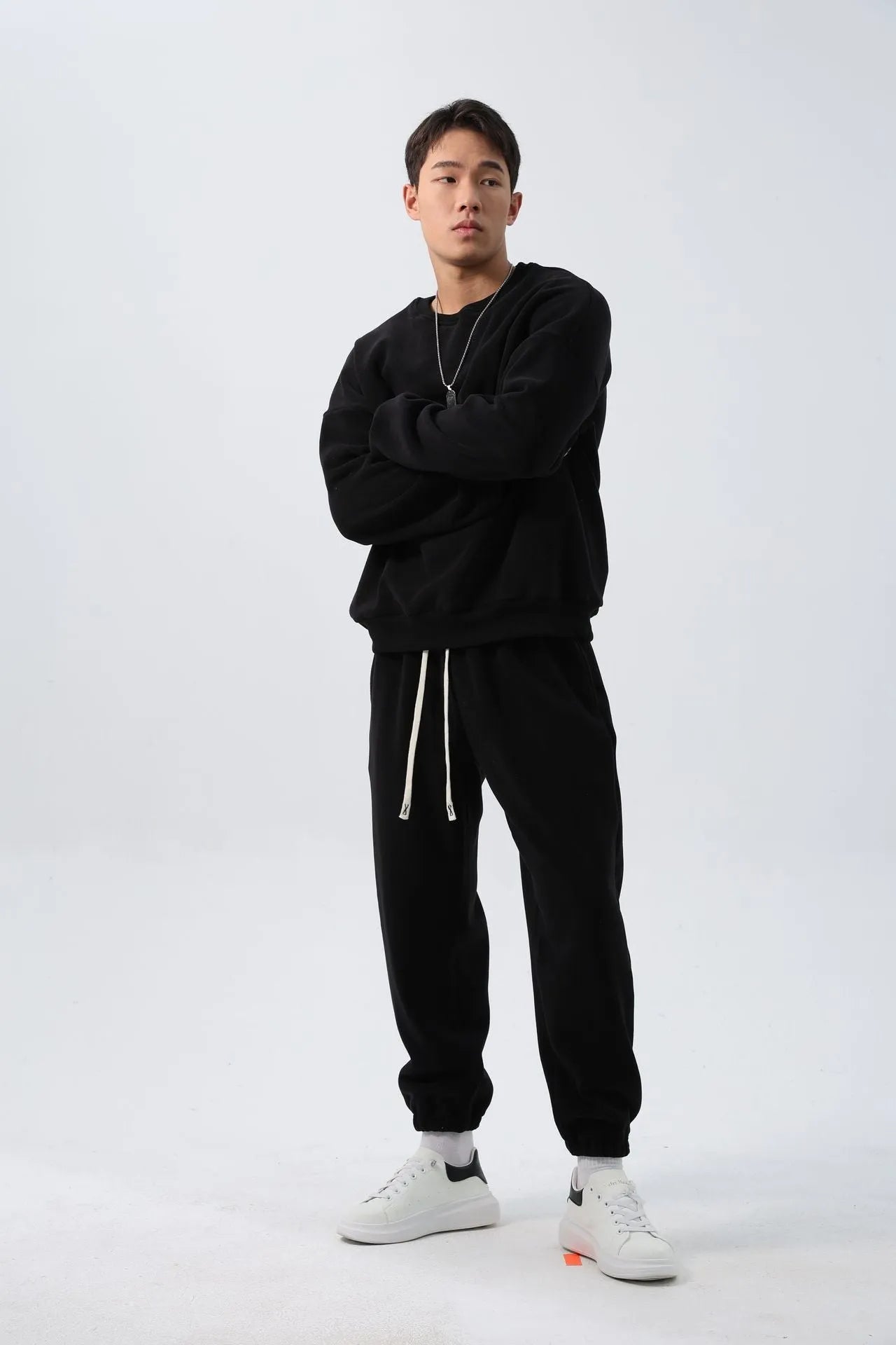 Men's polar fleece winter sports suit two-piece set showing padded jacket and matching trousers
