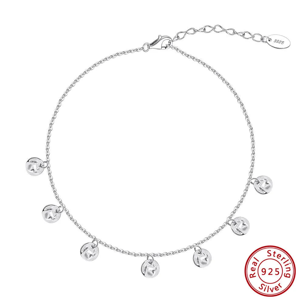 Women's round geometry anklet in 925 silver with gold or platinum plating options