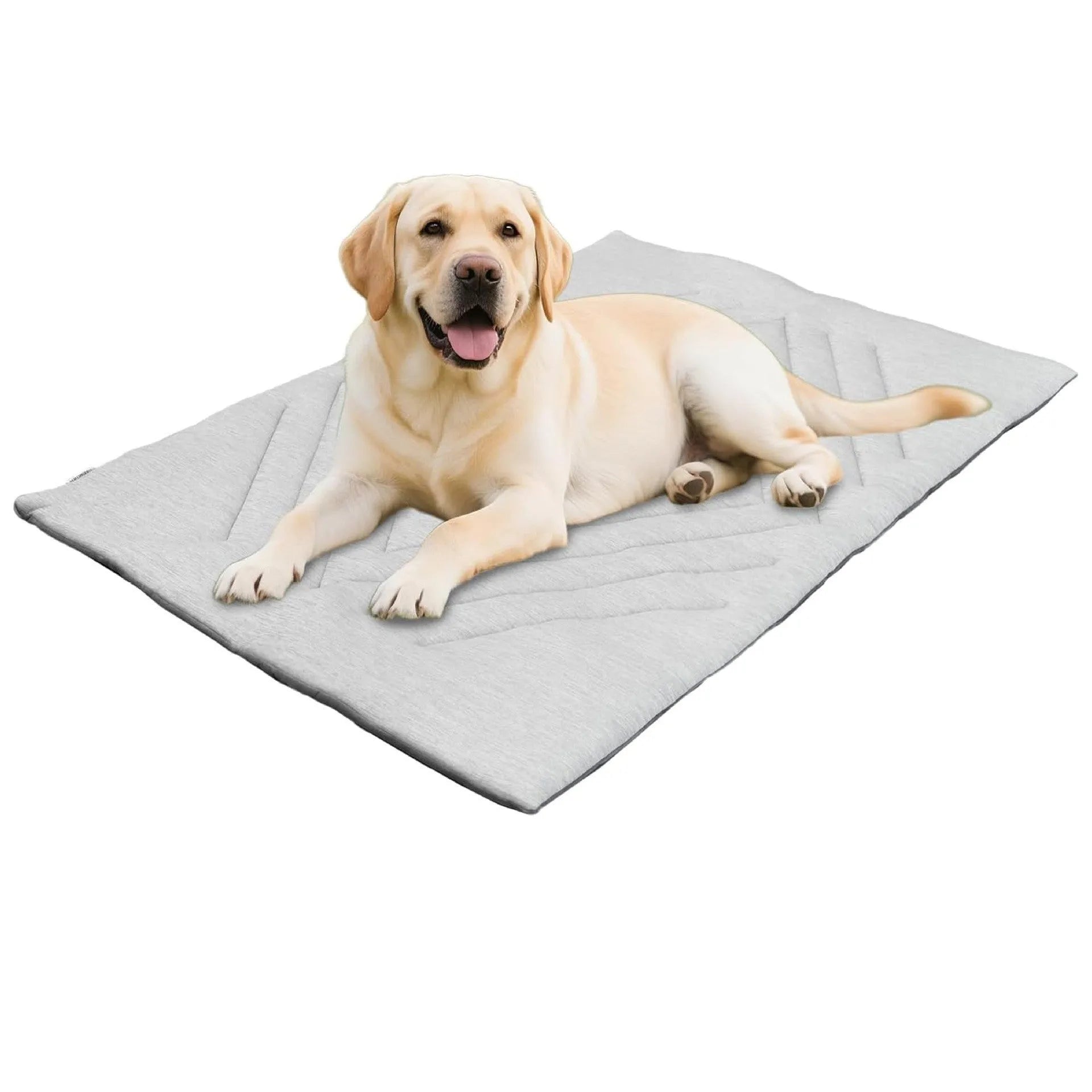 Light gray nylon pet cooling mat for dogs, machine washable, available in sizes M L XL