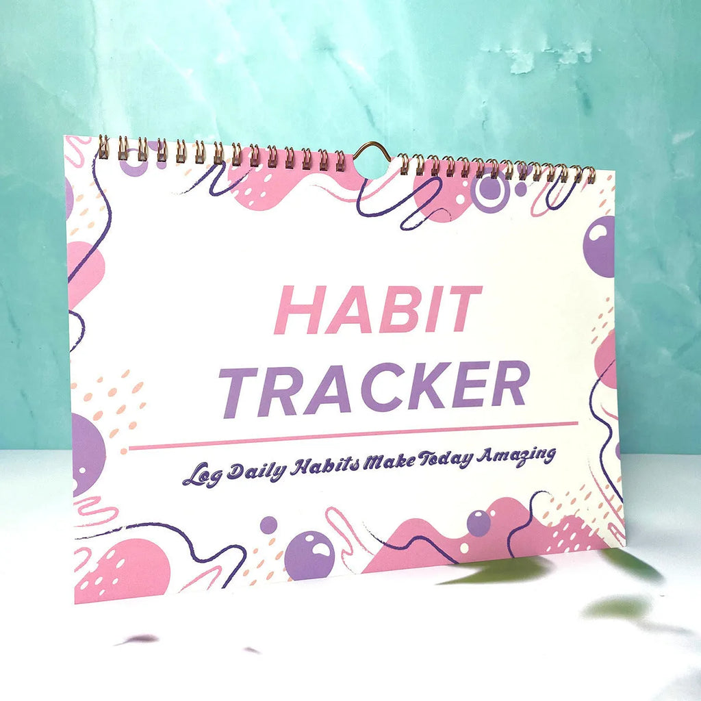 English habit tracking book with 12 pages in A5 size, available in four two-tone colours