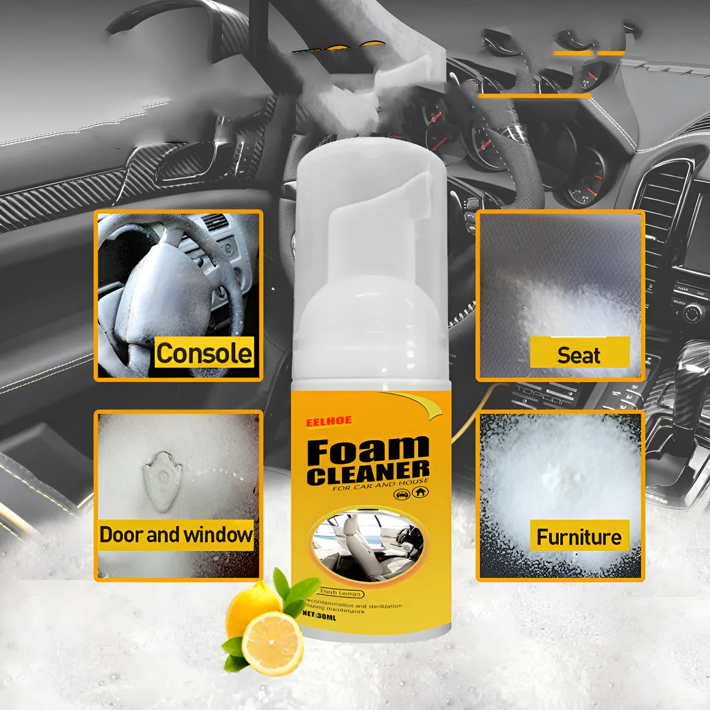 30ml multi-purpose foam cleaner bottle for car interior ceiling seat and upholstery cleaning, size 112x35mm