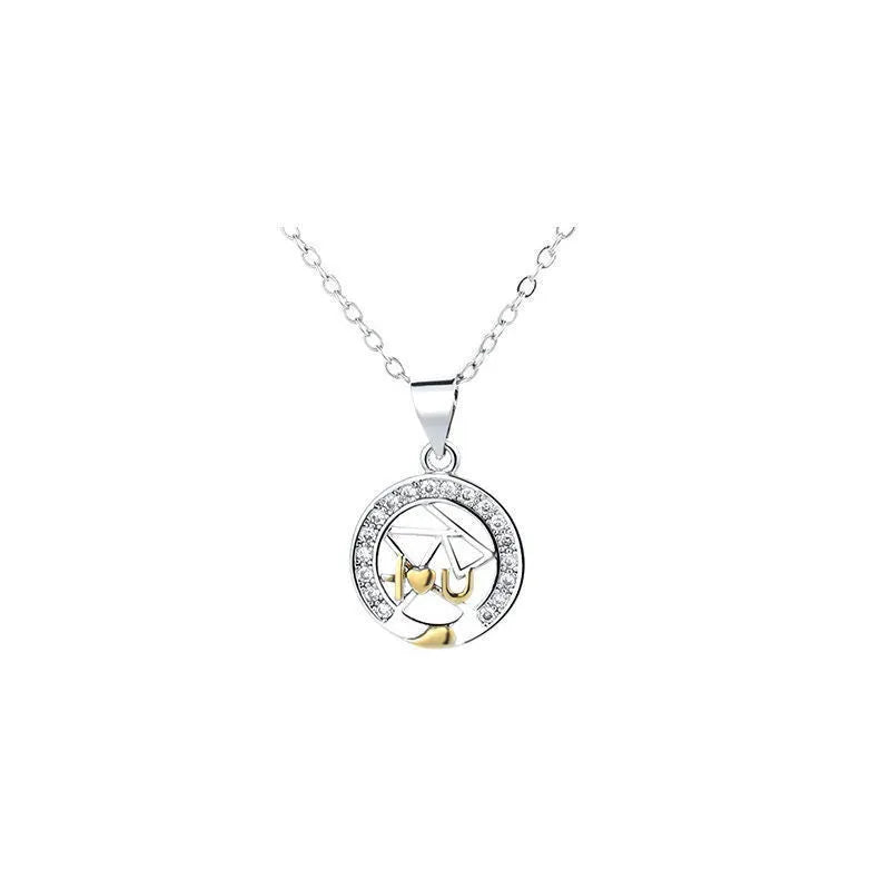 Sun moon couple necklace set with electroplated copper pendants on cross chains