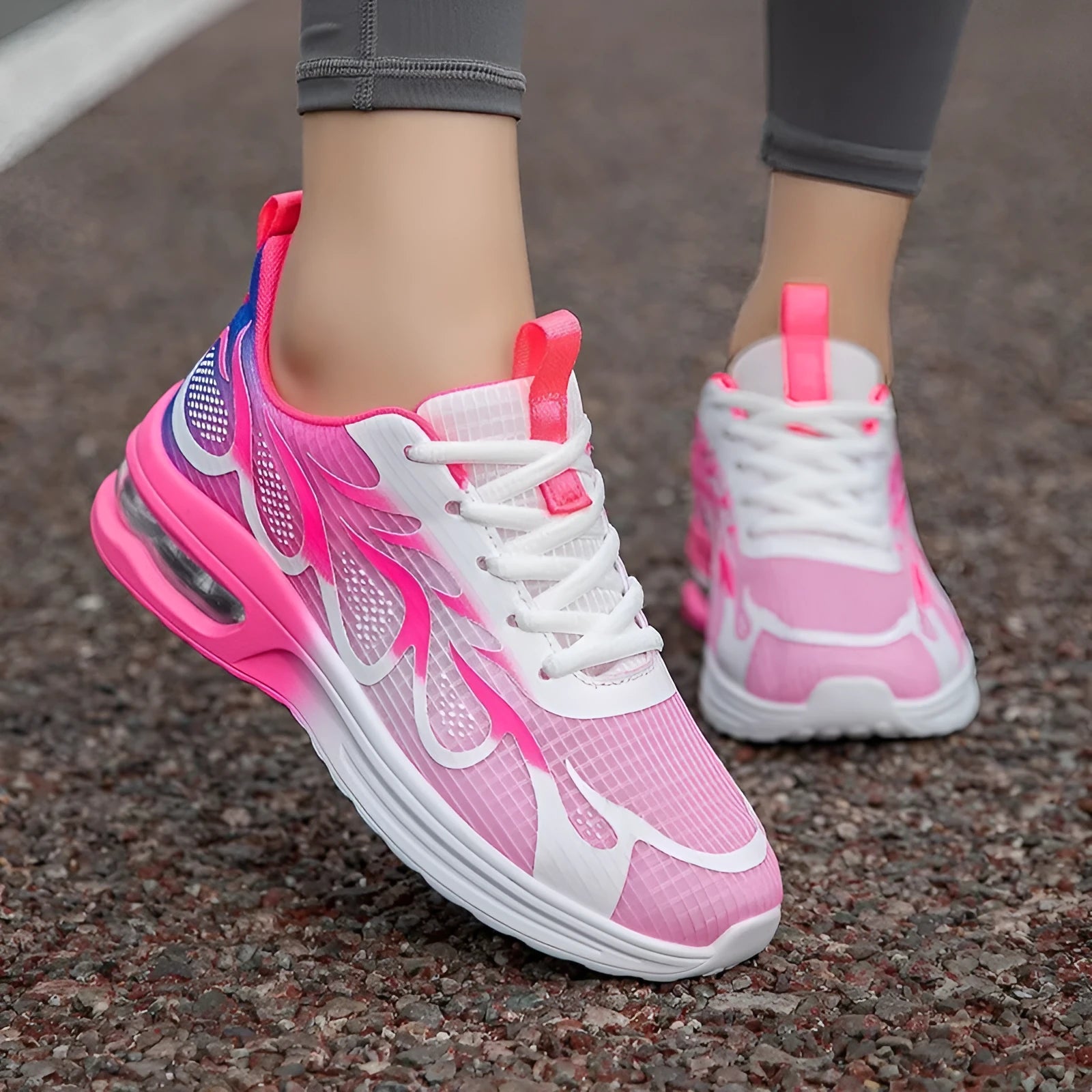 Women's mesh casual sneakers in pink colour with PU sole