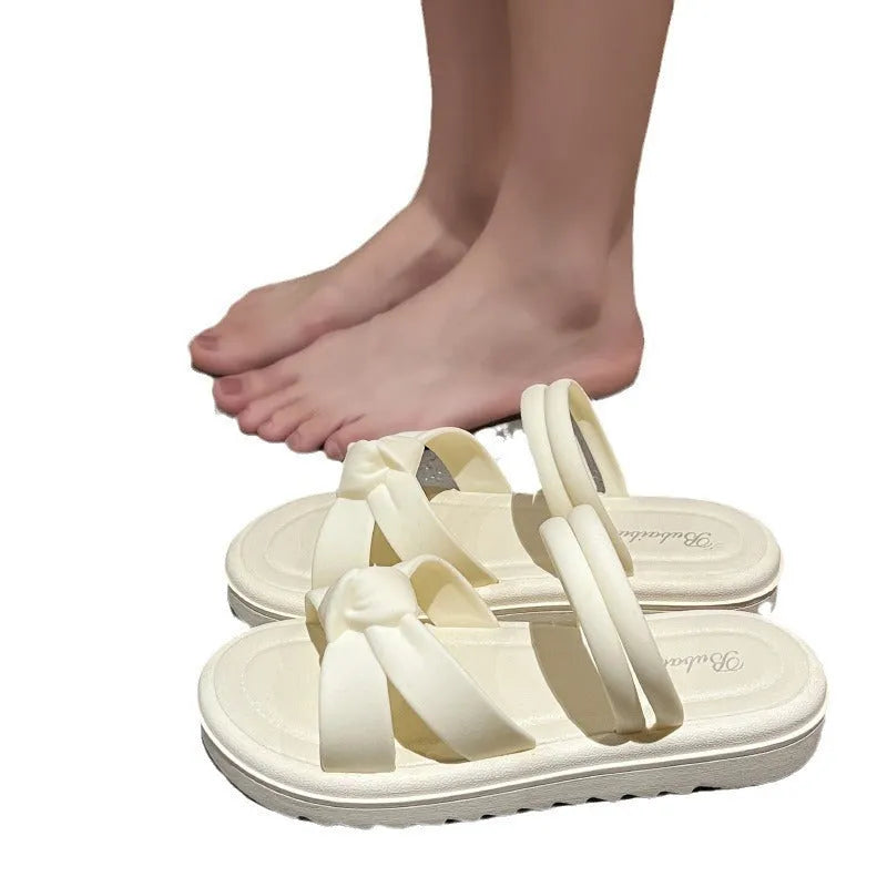 Women's black soft back thick back sandals with PVC sole for outdoor leisure