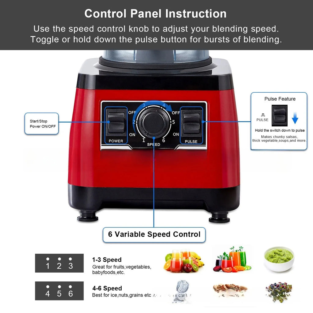 Red A8700 industrial commercial blender with 2-litre jug and 2200W motor.
