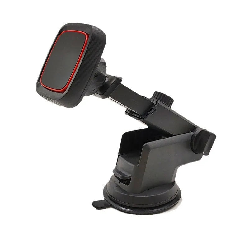Black universal car phone holder mounted on vehicle air vent with adjustable clamp and 360-degree rotation mechanism