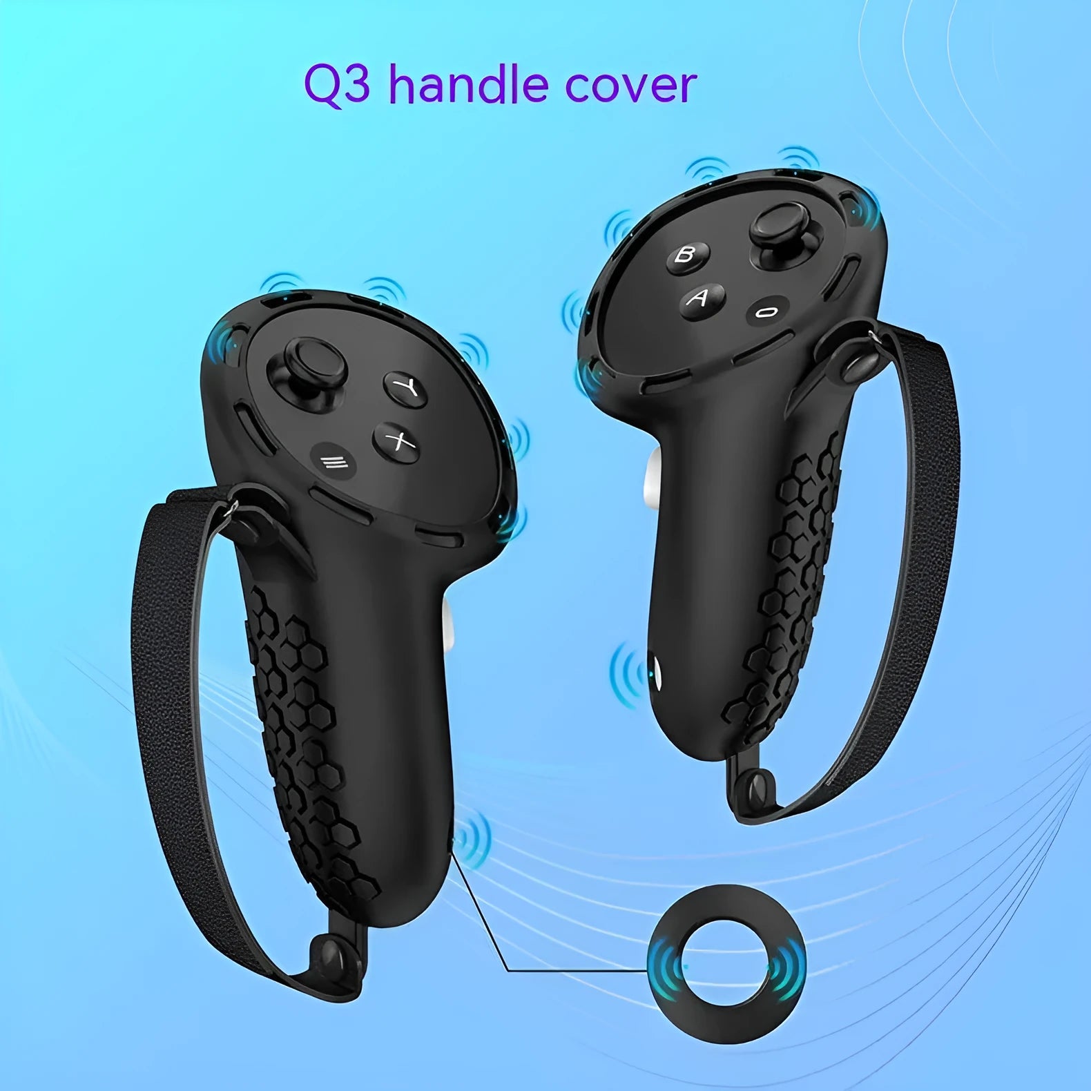 Meta Quest 3 silicone protective handle sleeves with wrist strap in multiple colour options