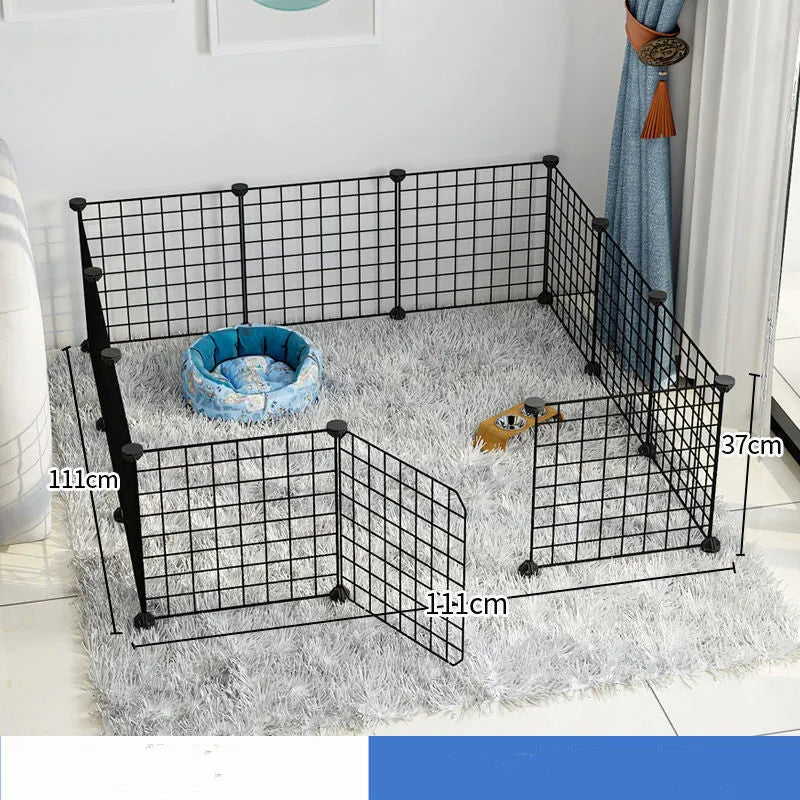 11-piece small dog indoor fence cage with door and modular iron wire panels in white