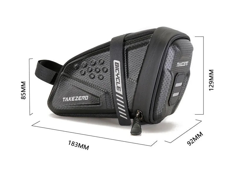 Black 1L bicycle saddle bag for mountain bike with fixture and fitting, tail bag for small tools