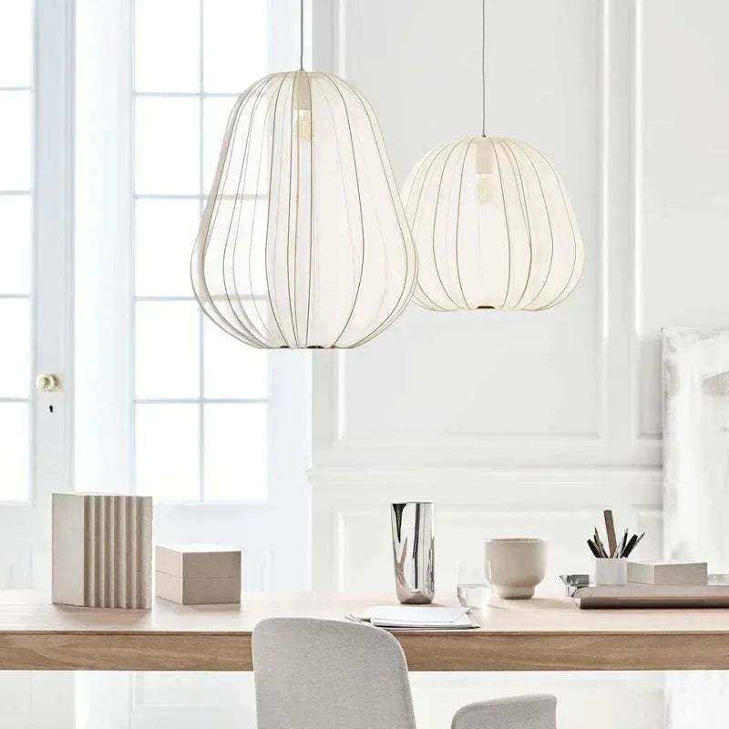 Japanese style branch pendant ceiling lamp in iron, shown in a grey-blue finish with LED lights illuminated.