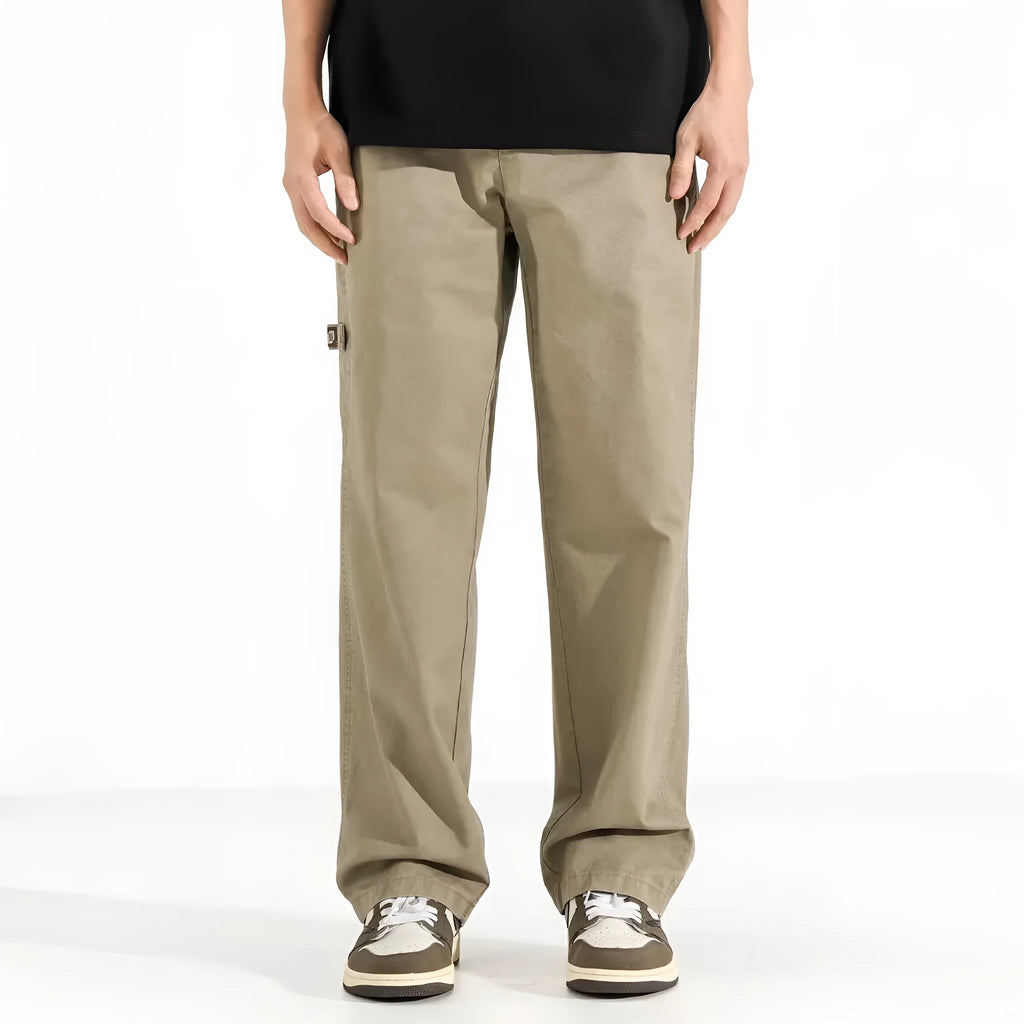 All-match loose wide-leg drawstring trousers in black and khaki for teenagers