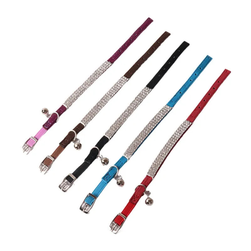 Soft flannel cat collar with elastic buckle in pink, black, red, blue, purple, and dark brown colours