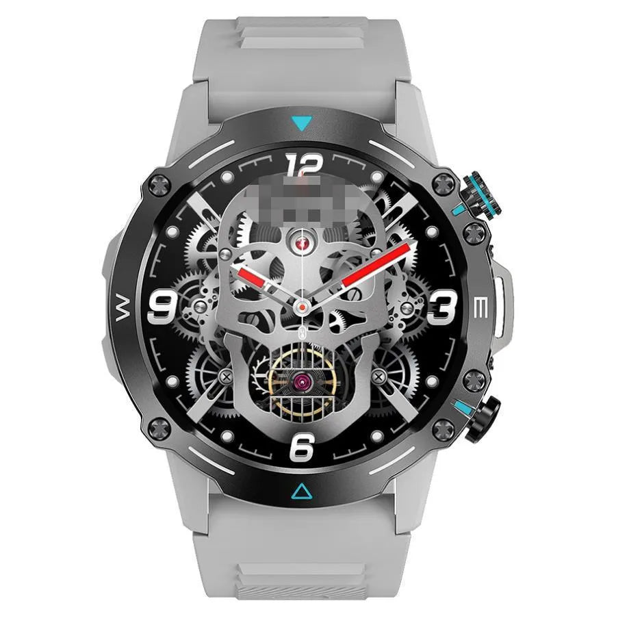 M42 smart watch in black, grey, or green with large AMOLED screen and IP68 waterproof rating.