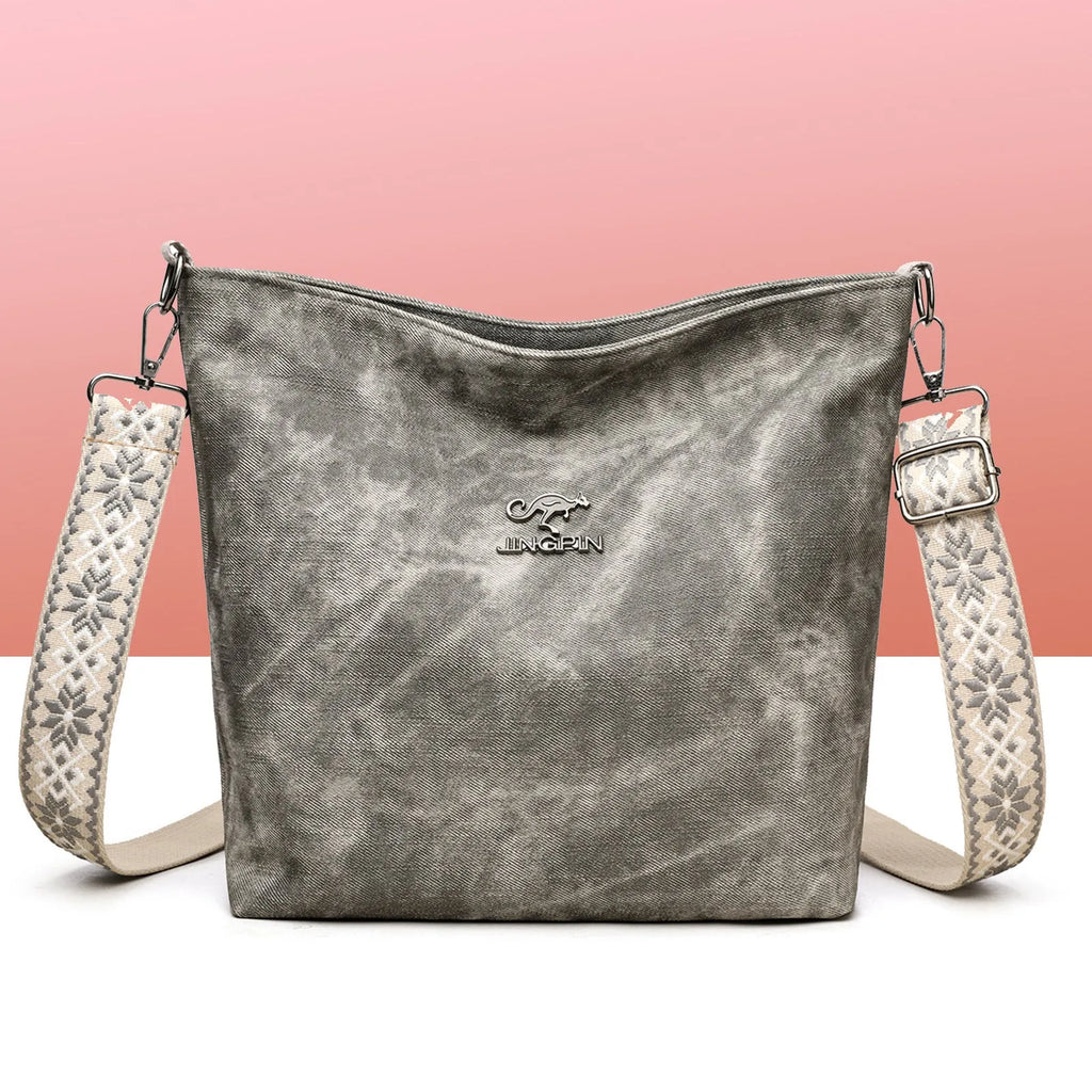 Soft PU crossbody bag in pink, grey or yellow with large capacity and adjustable shoulder strap