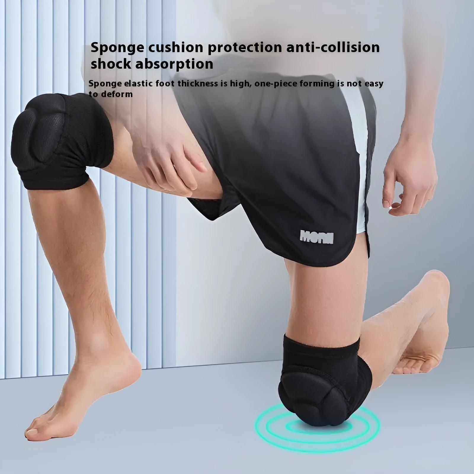 Black free-size kneepad with thick sponge padding for volleyball and dance sports