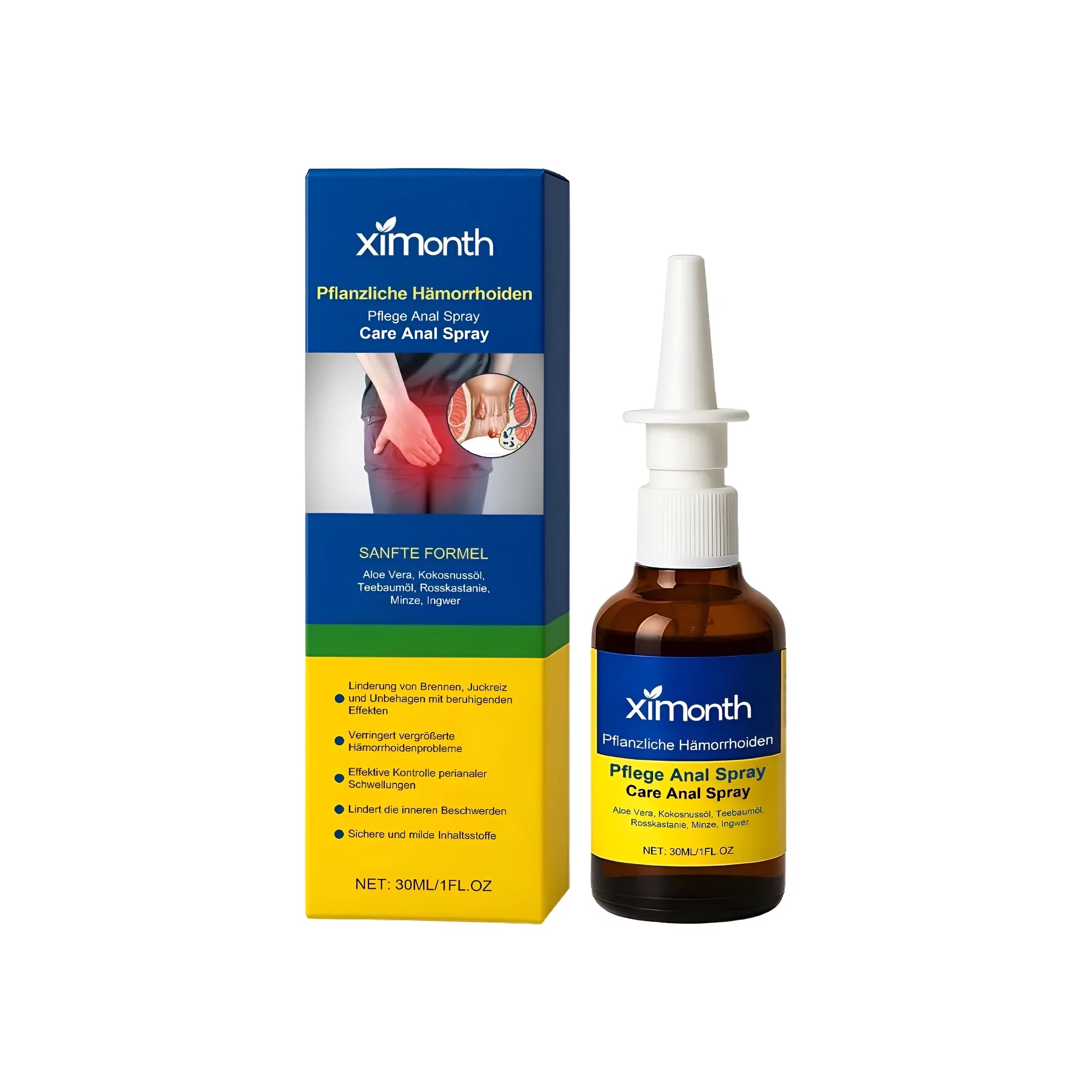 30ml Herbal Relief Spray bottle with aloe, coconut and tea tree oil ingredients label