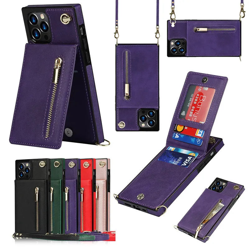 Solid colour leather and TPU mobile phone case shown fitted on a smartphone.