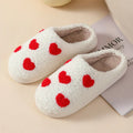 Women's cartoon love style plush slippers with non-slip PVC soles in multiple colour options
