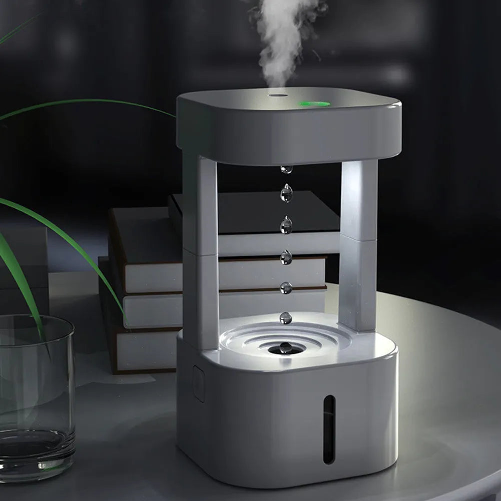 Anti-gravity water drop humidifier with USB cable and 580ml water tank