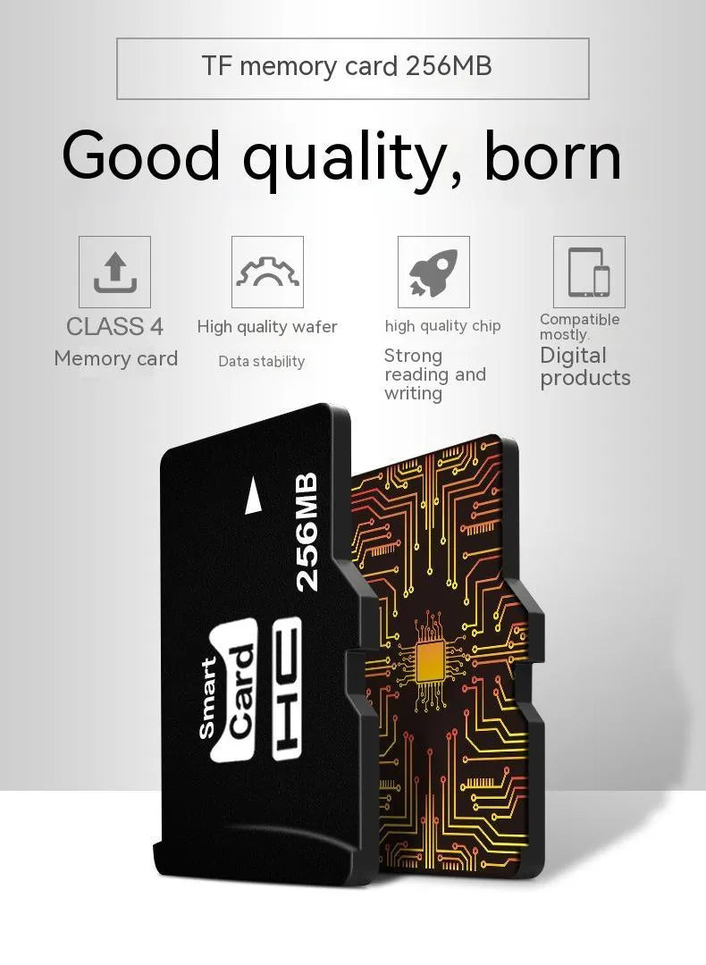 256MB TF memory card with a built-in mini speaker, shown with gift packaging.