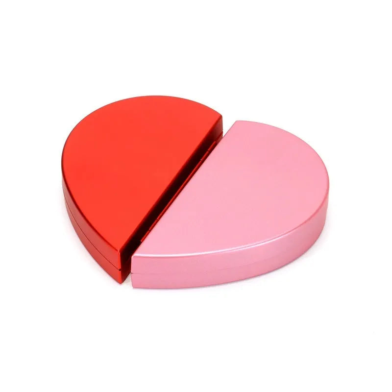 Red heart-shaped rotating ring box with 3D love design and rose flower pattern for jewellery storage