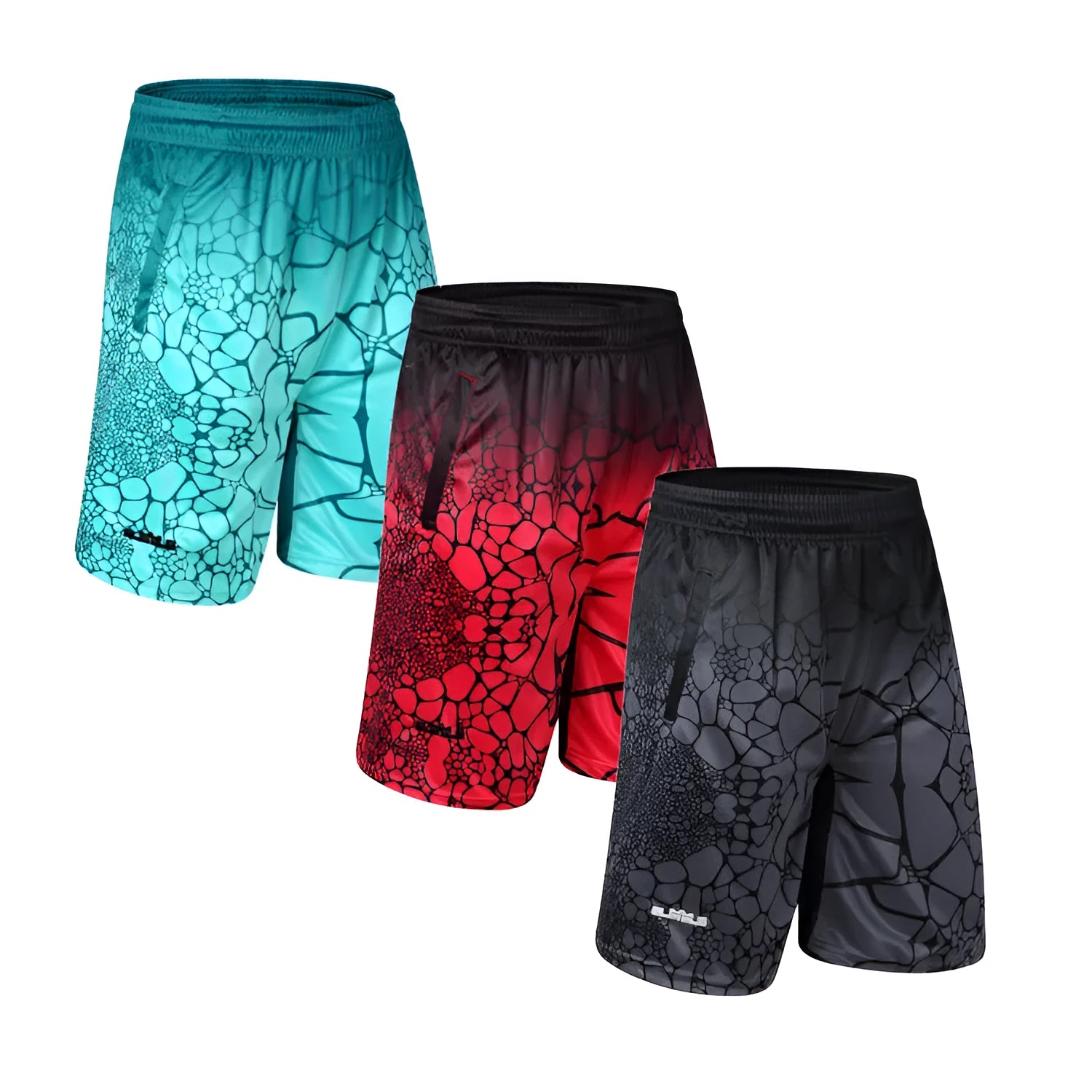 Men's loose fit hip-hop basketball shorts in green with five-point length