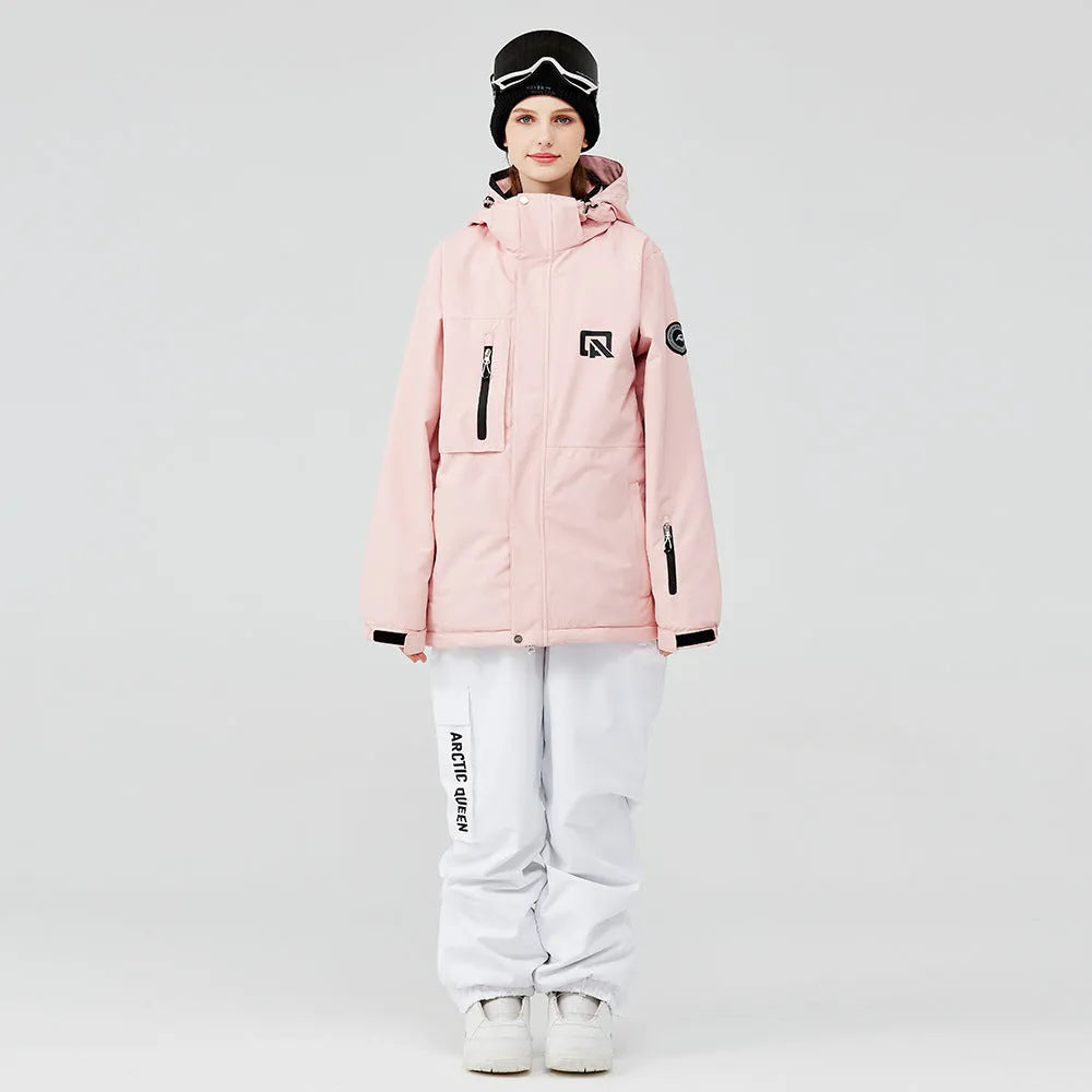 Unisex double board ski suit in blue and black colour combination for winter sports